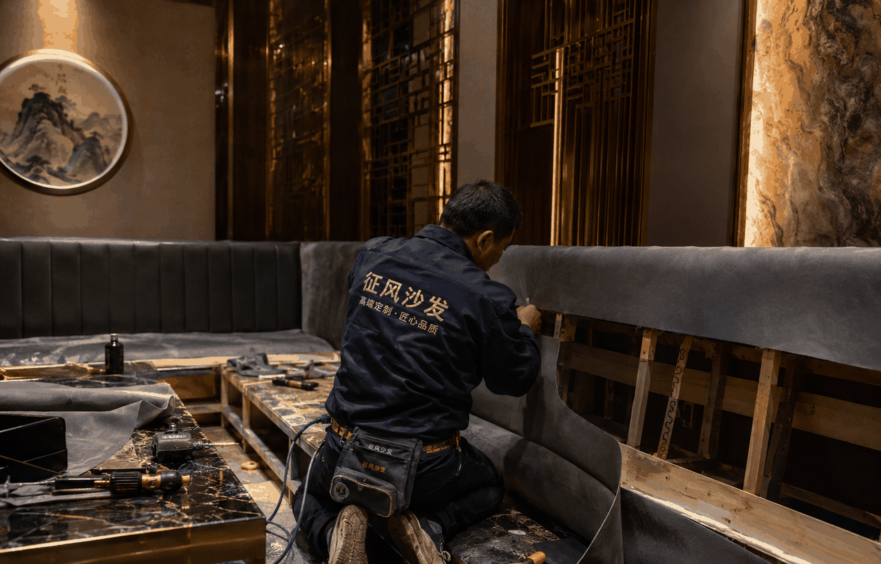 会所卡座软包翻新案例图